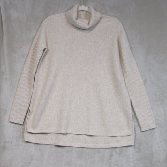 Saks Fifth Avenue Sweaters - Saks Fifth Avenue Merino Wool Blend Turtleneck Sweater Womens Beige Knit S
